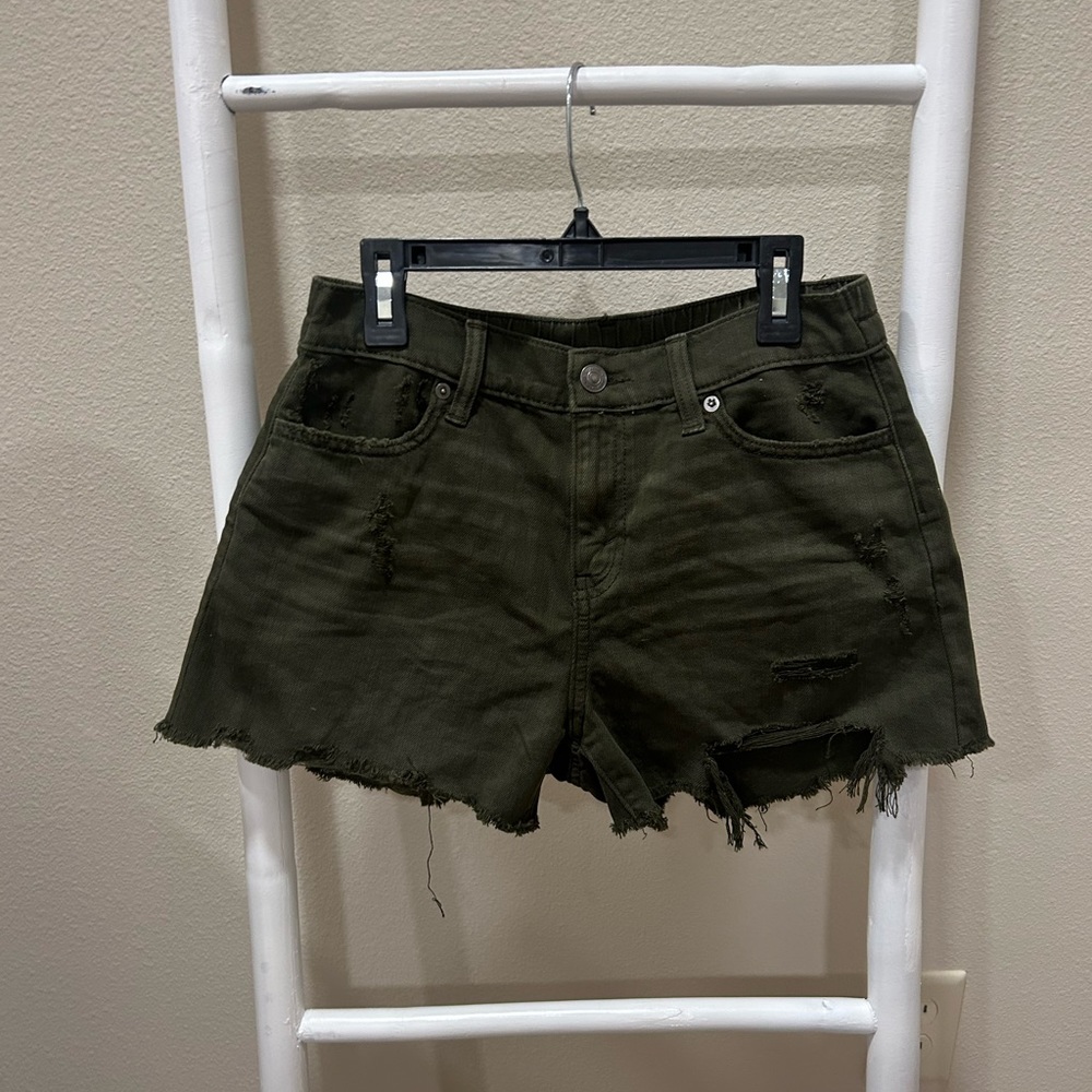 Aerie Daydream Denim Shorts Army Green NWT